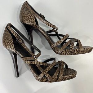 Tory Burch Brown Elizabeth Crocodile Heels Women’s Size 10 M